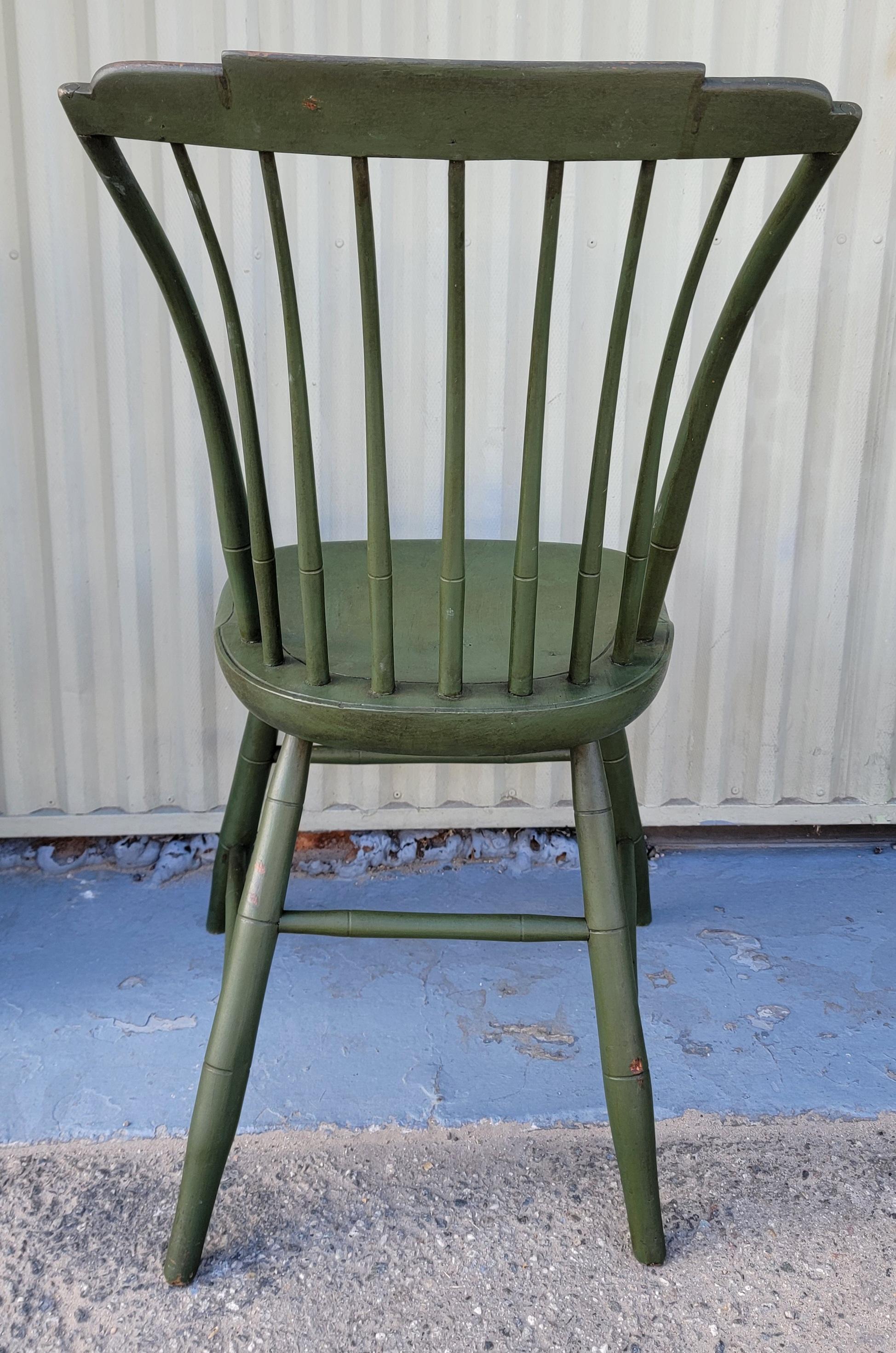 19Thc Original Paint Decorated Step Down Windsor Chairs -4 For Sale 1