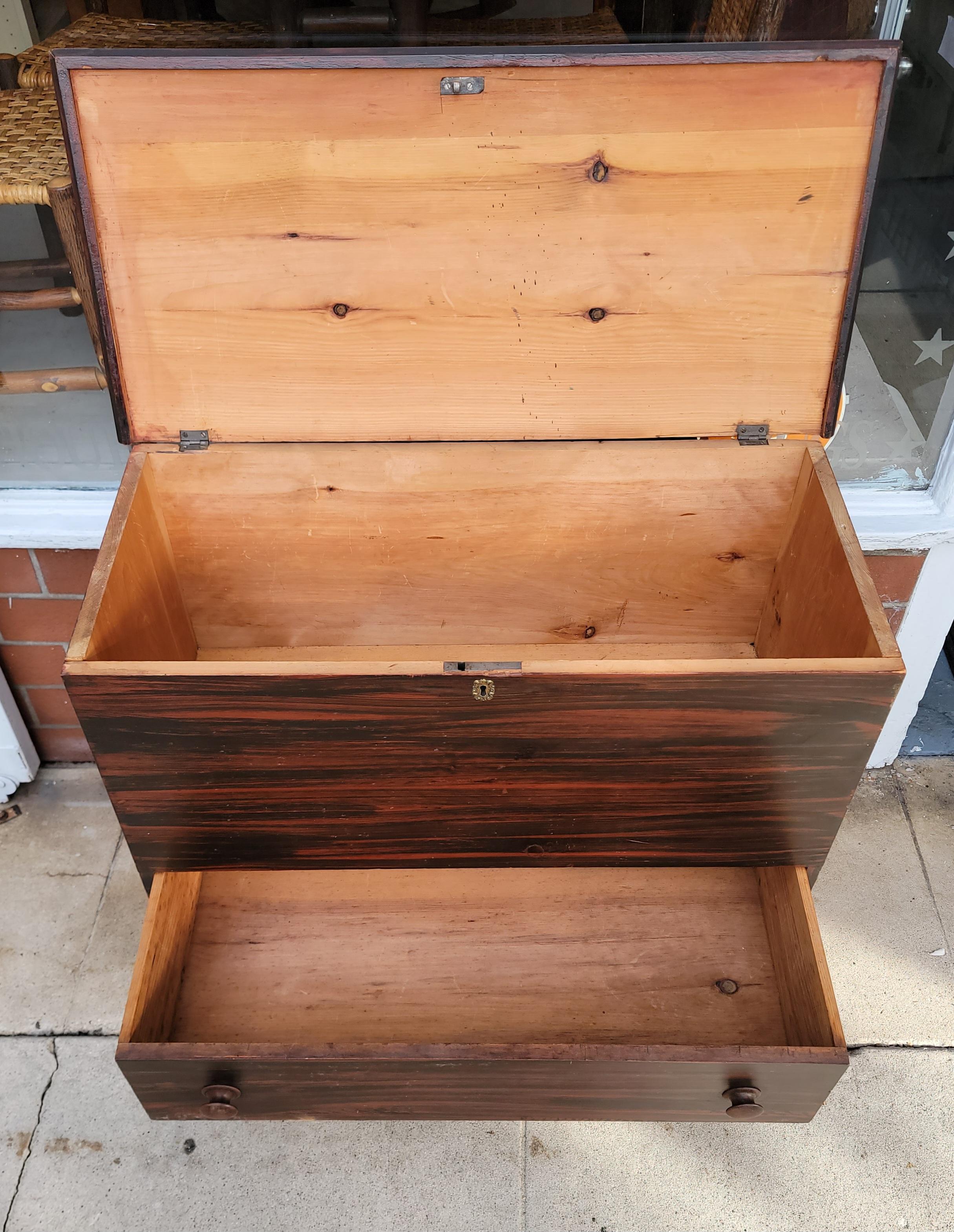 19th Century 19th C Original Paint Decorated Tall Blanket Chest For Sale