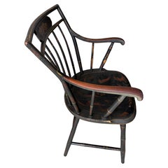 19thc Original Paint Decorated Windsor Arm Chair