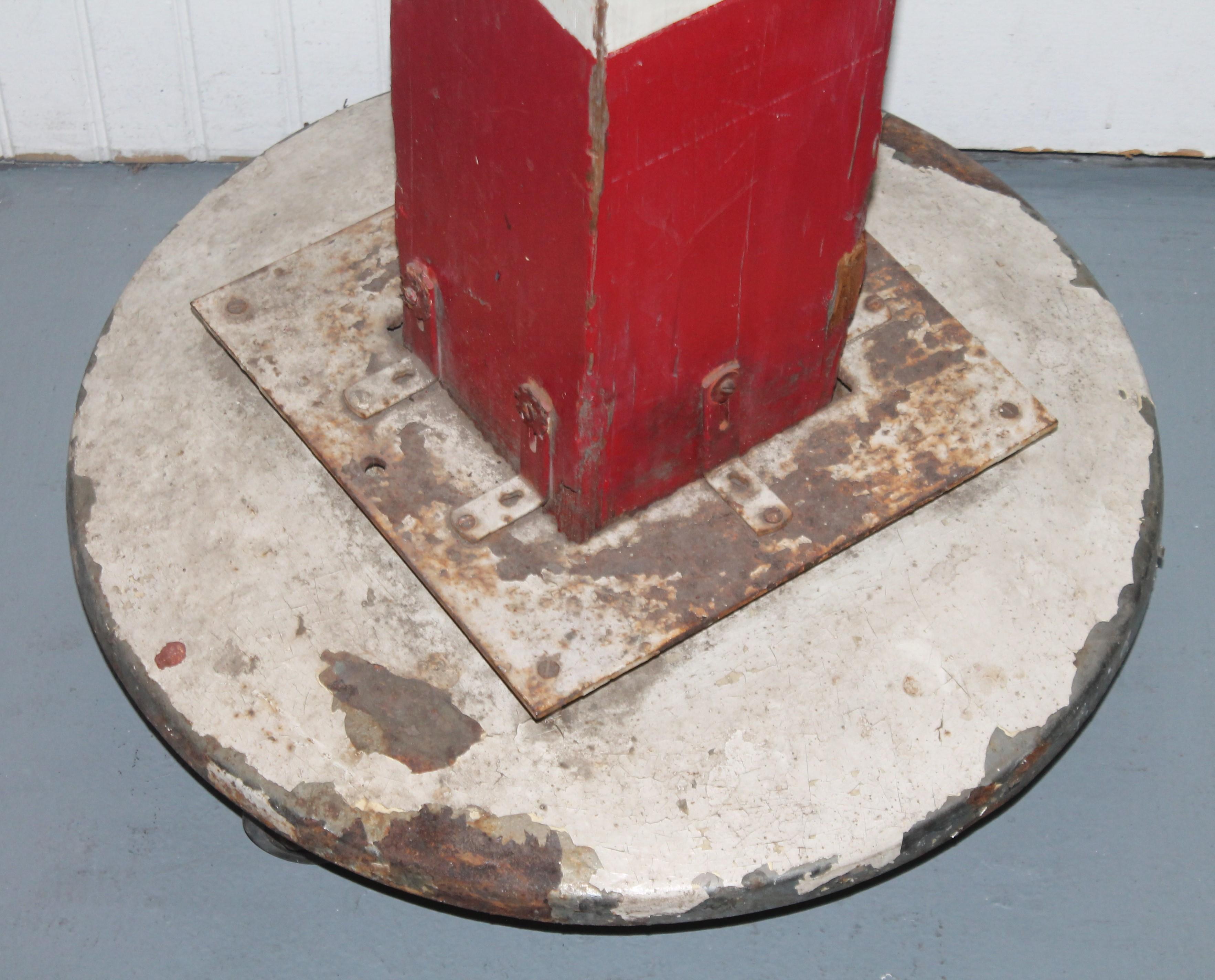 19th Century Original Painted Barber Pole on Wheels 2