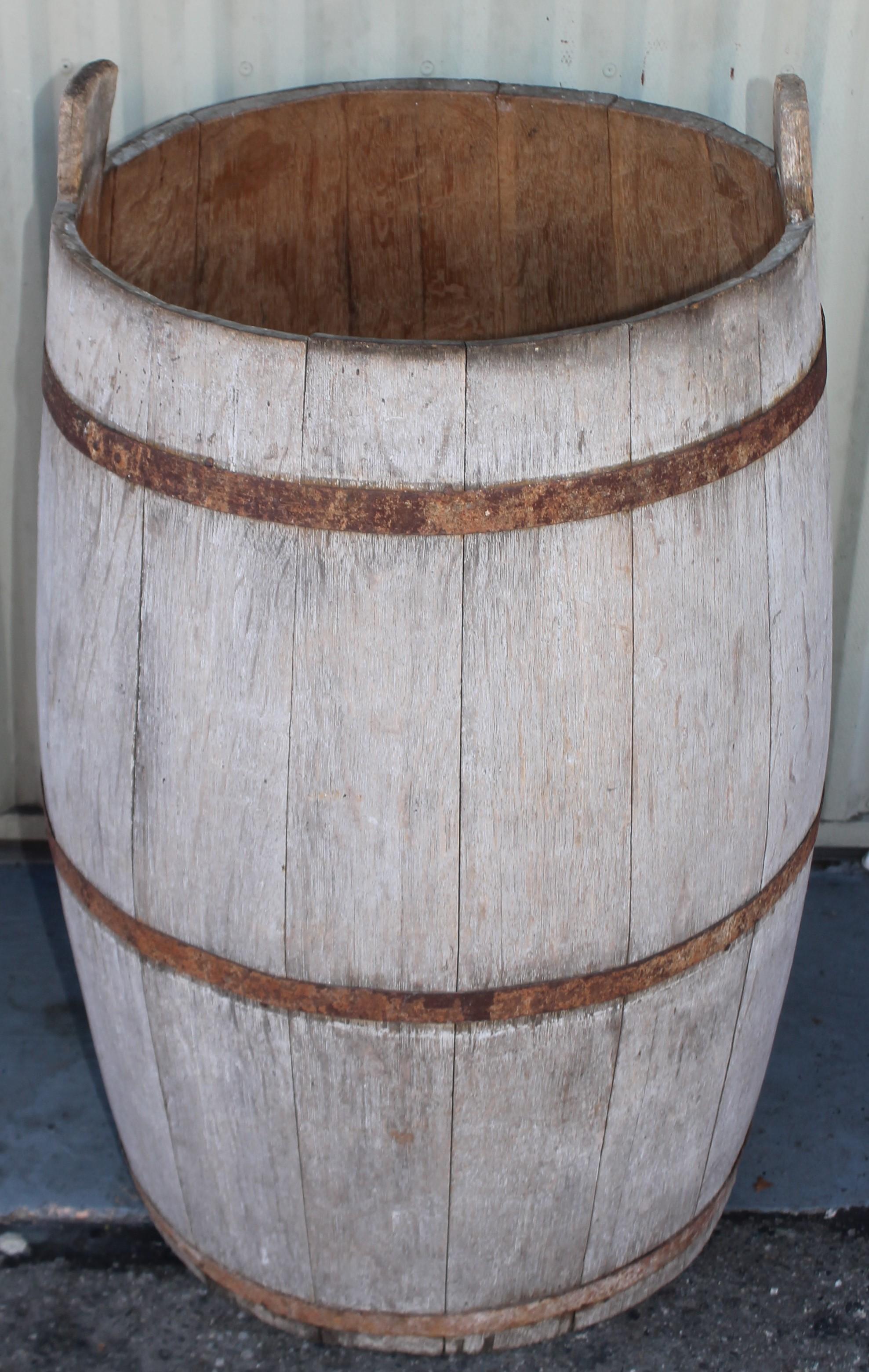 19th Century 19th C Original Painted Barrel with Lid For Sale