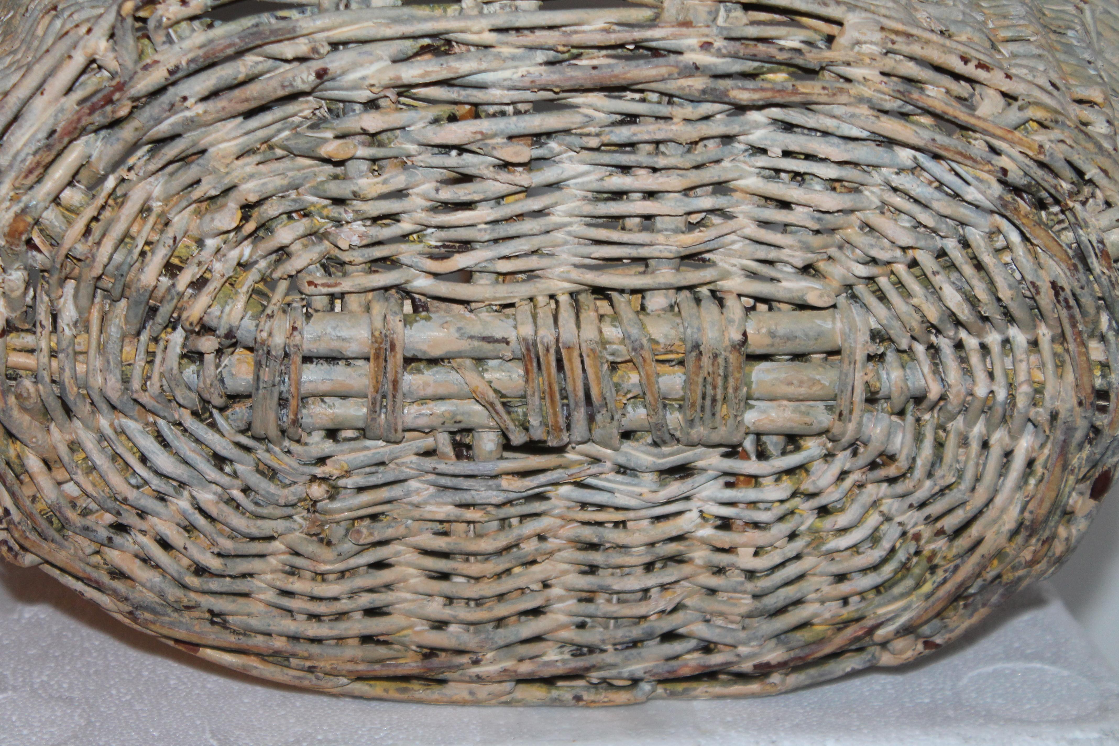 Hand-Crafted 19th Century Original Painted Basket