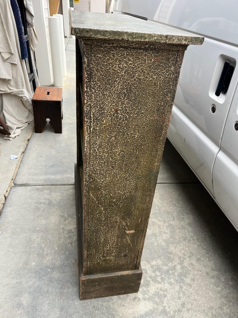 Hand-Painted 19thc Original Painted Book Shelf or Sage Green For Sale