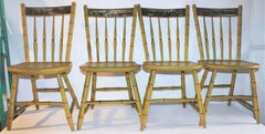 19Thc Original Painted & Decorated NE Chairs