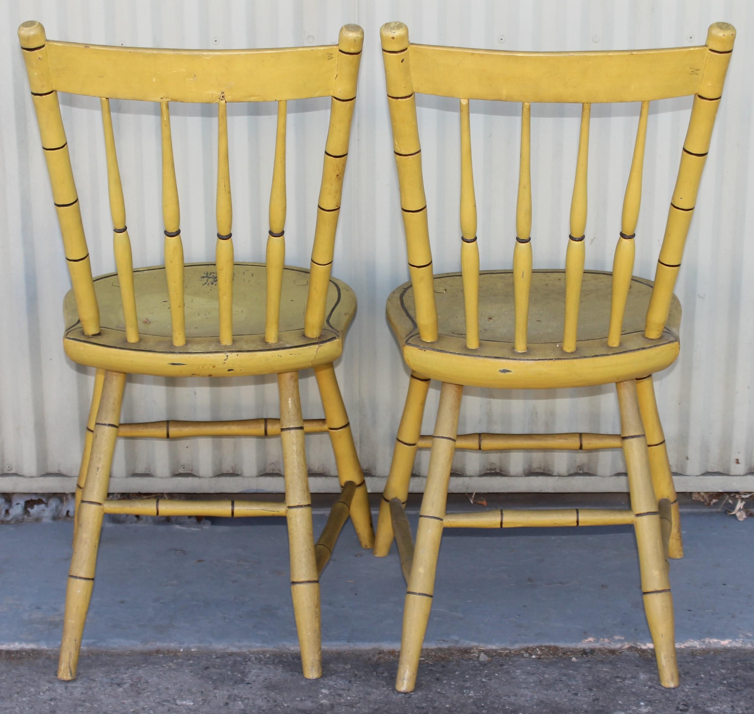 19Thc Original Painted & Decorated NE Chairs For Sale 1