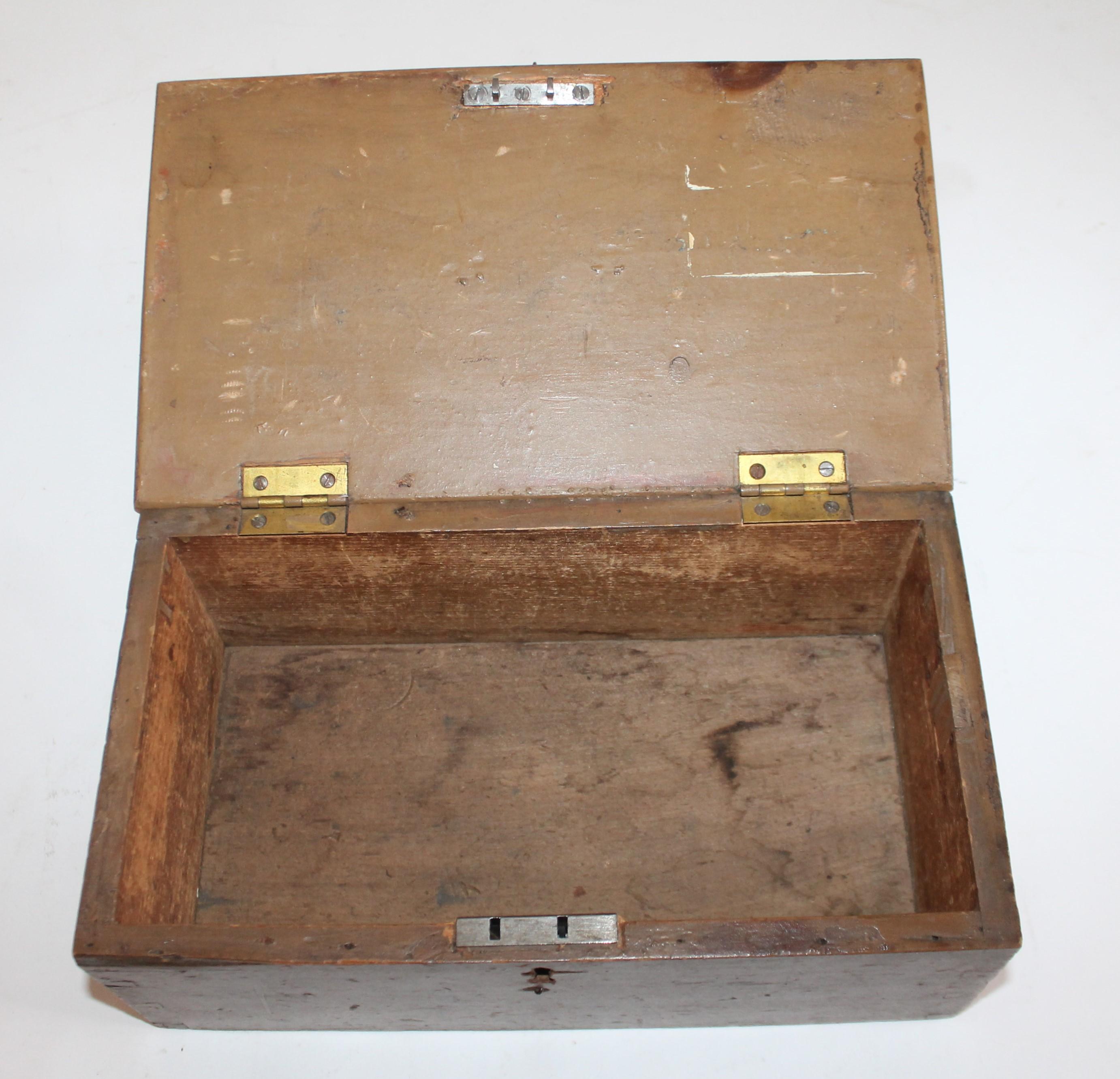 Wood 19th Century Original Painted Dovetailed Document  Box For Sale