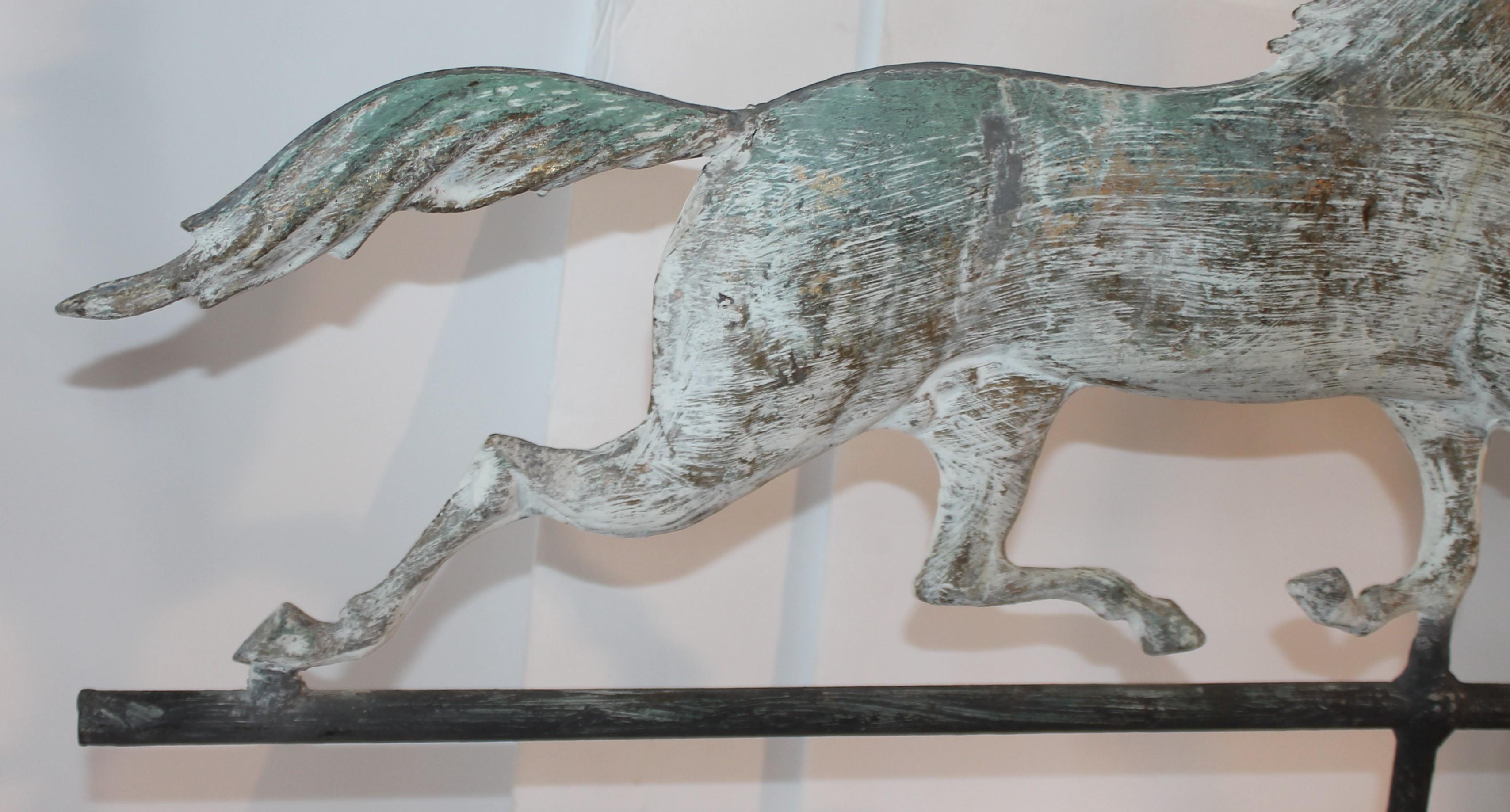 Patinated 19thc Original Painted  Running Horse Weather Vane For Sale