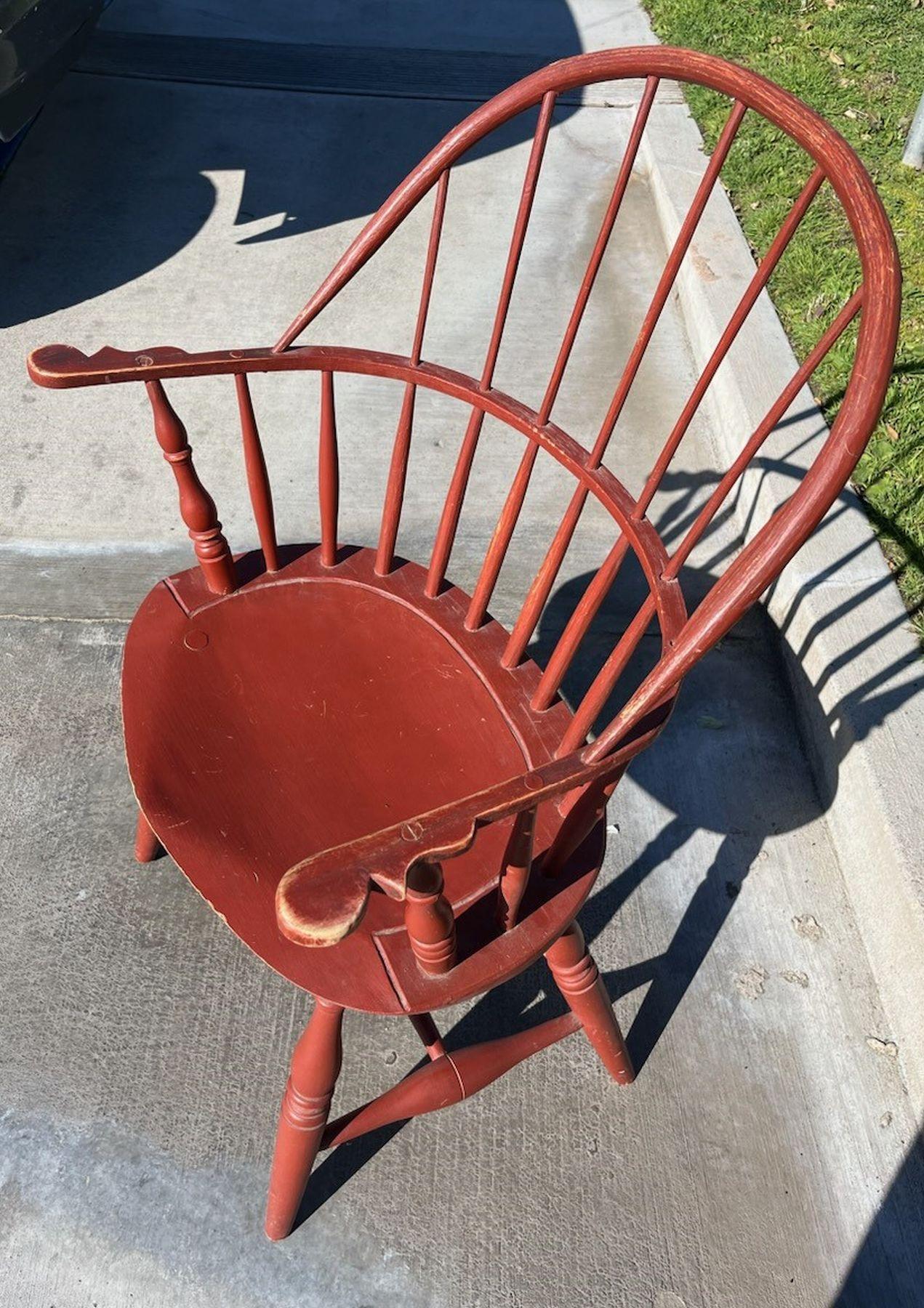 Adirondack 19thc Original Painted Extended Arm  Windsor Chair For Sale