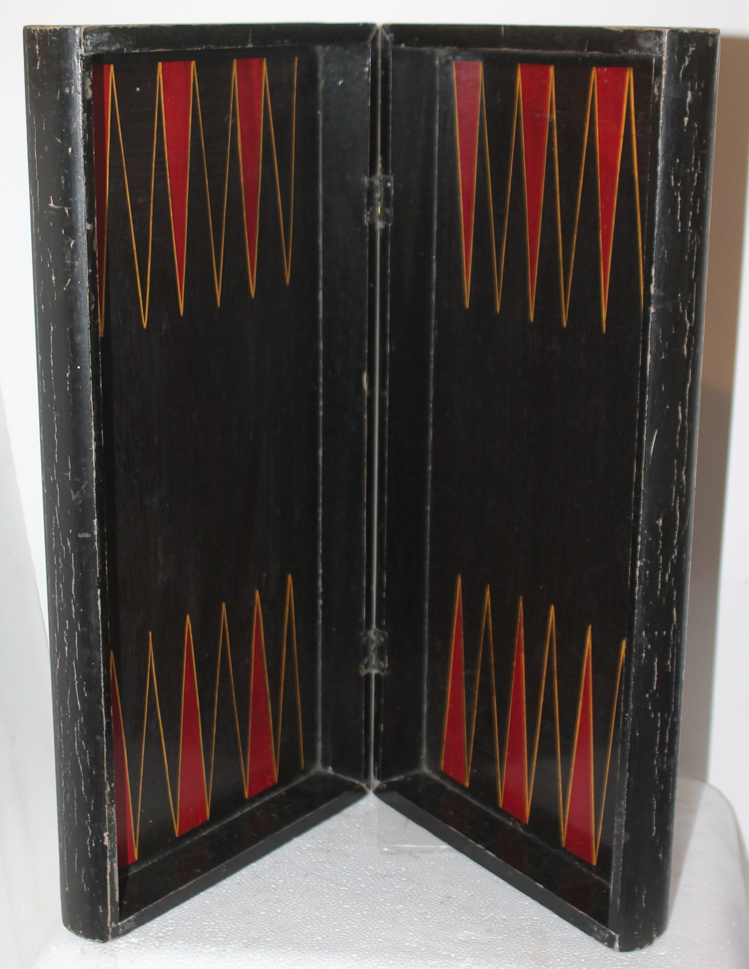 Hand-Crafted 19thc Original Painted Folding Game Board