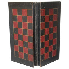 19thc Original Painted Folding Game Board