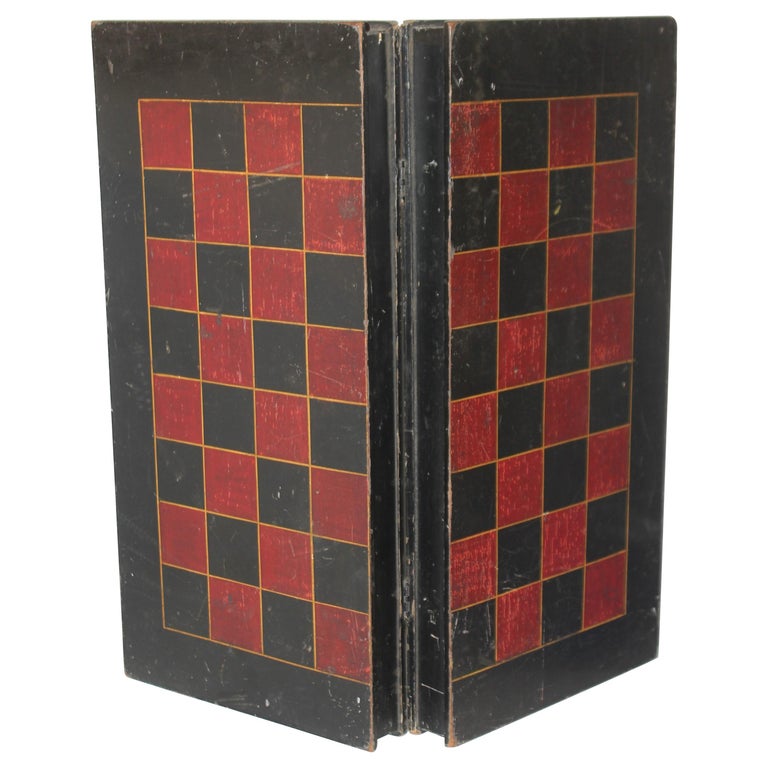 19thc Original Painted Folding Game Board For Sale