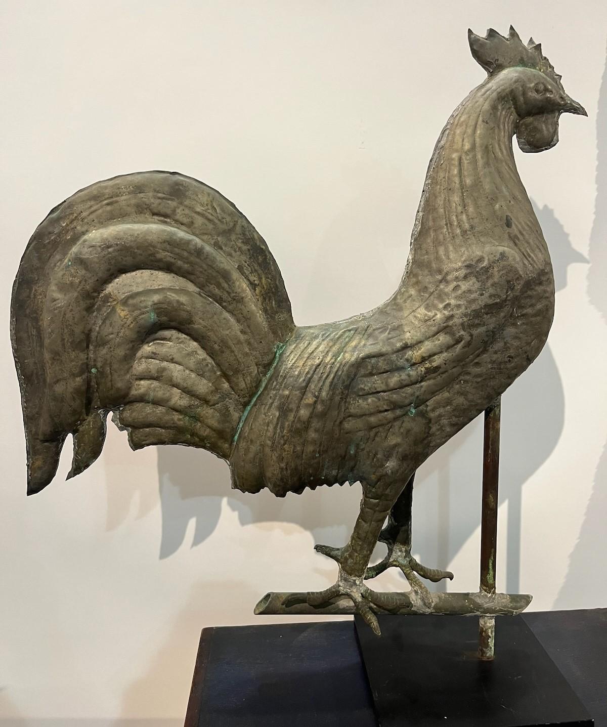 Adirondack 19th Century Original Painted Full Body Rooster Weathervane For Sale