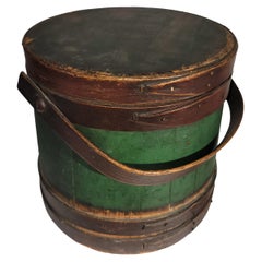 19Thc Original Painted Furkin / Bucket From New England