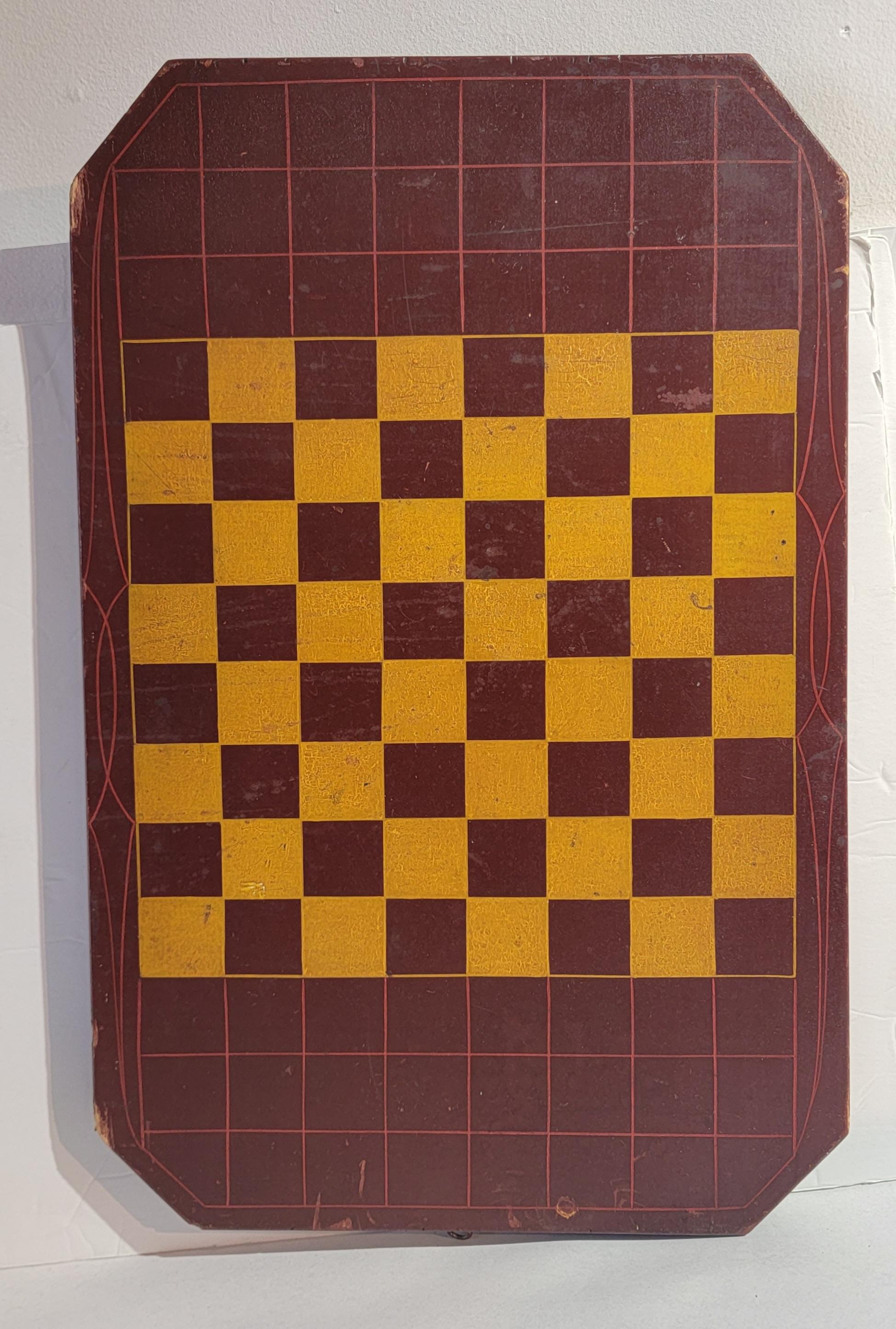 Hand-Painted 19Thc Original Painted Game Board From Pennsylvania For Sale