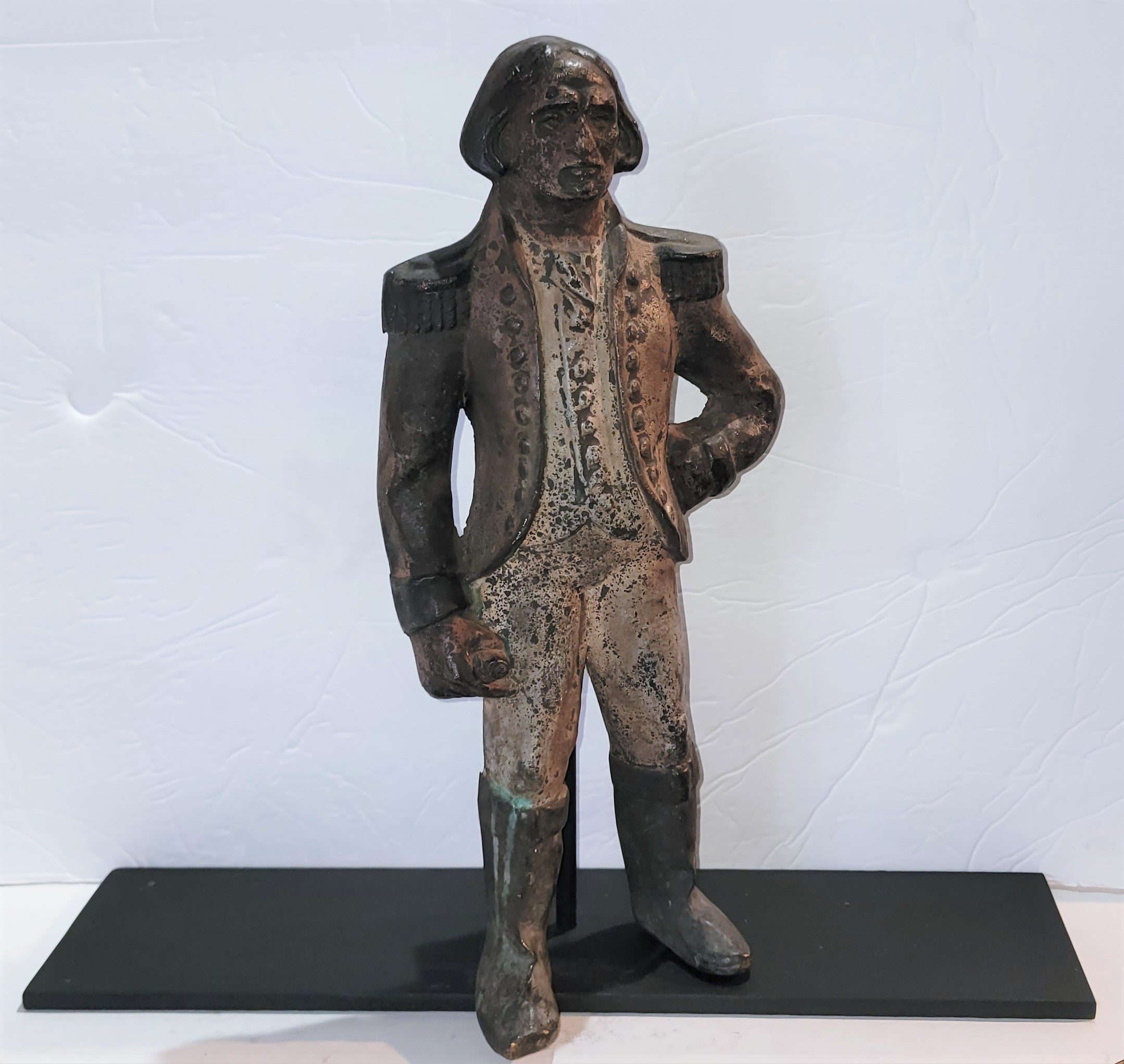 19th century Original painted George Washington cast iron mounted andiron or doorstop. This is a custom made cast iron mount.