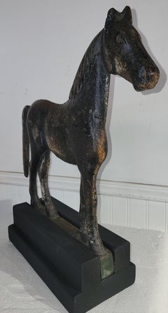 19thc Original Painted Horse  Windmill Weight on Base