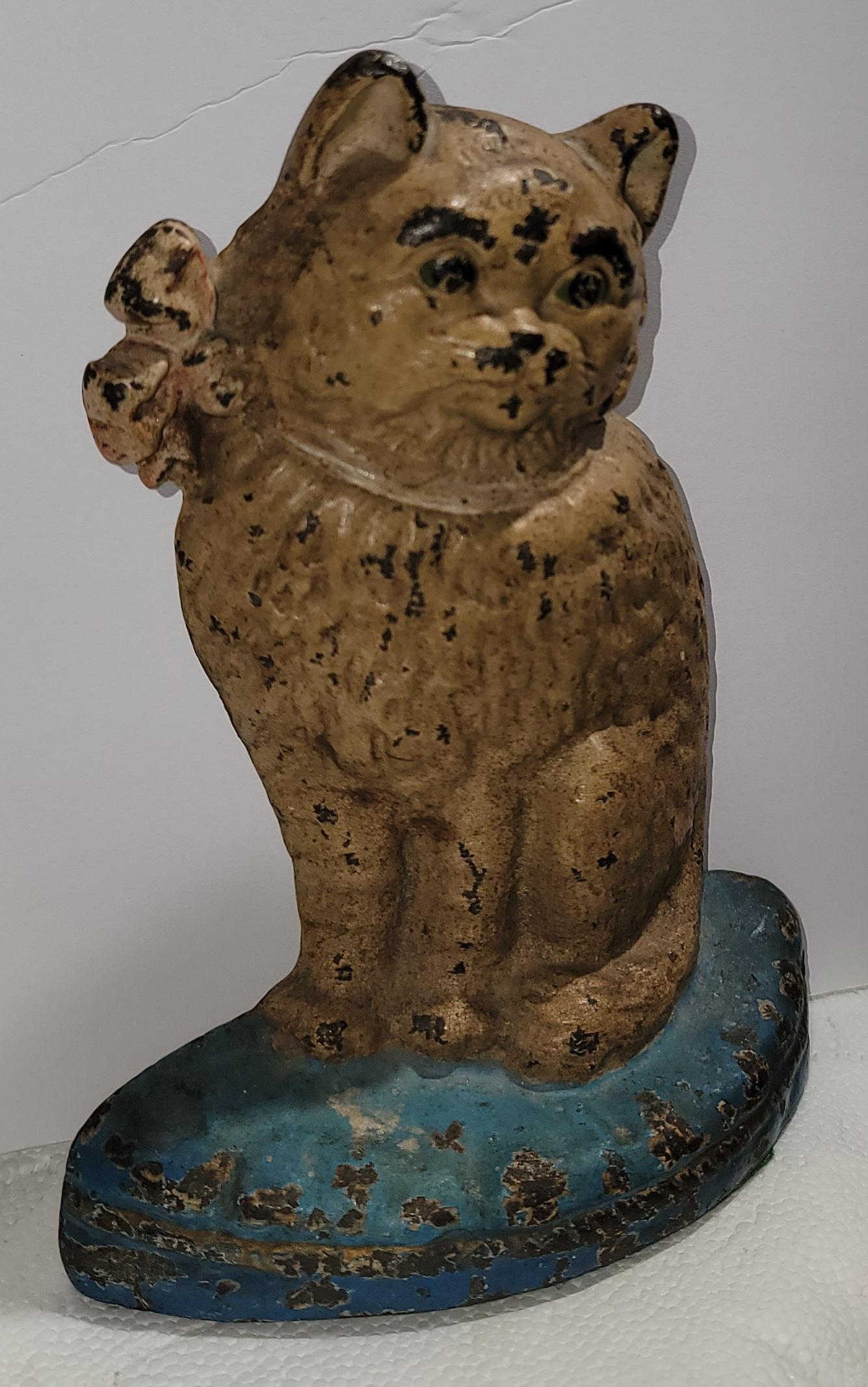 19th century Original painted Hubley cat doorstop in amazing original paint.