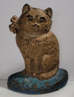 19th Century Original Painted Hubley Cat Doorstop