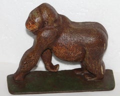 19th Century Original Painted Hubley Gorilla Door Stop