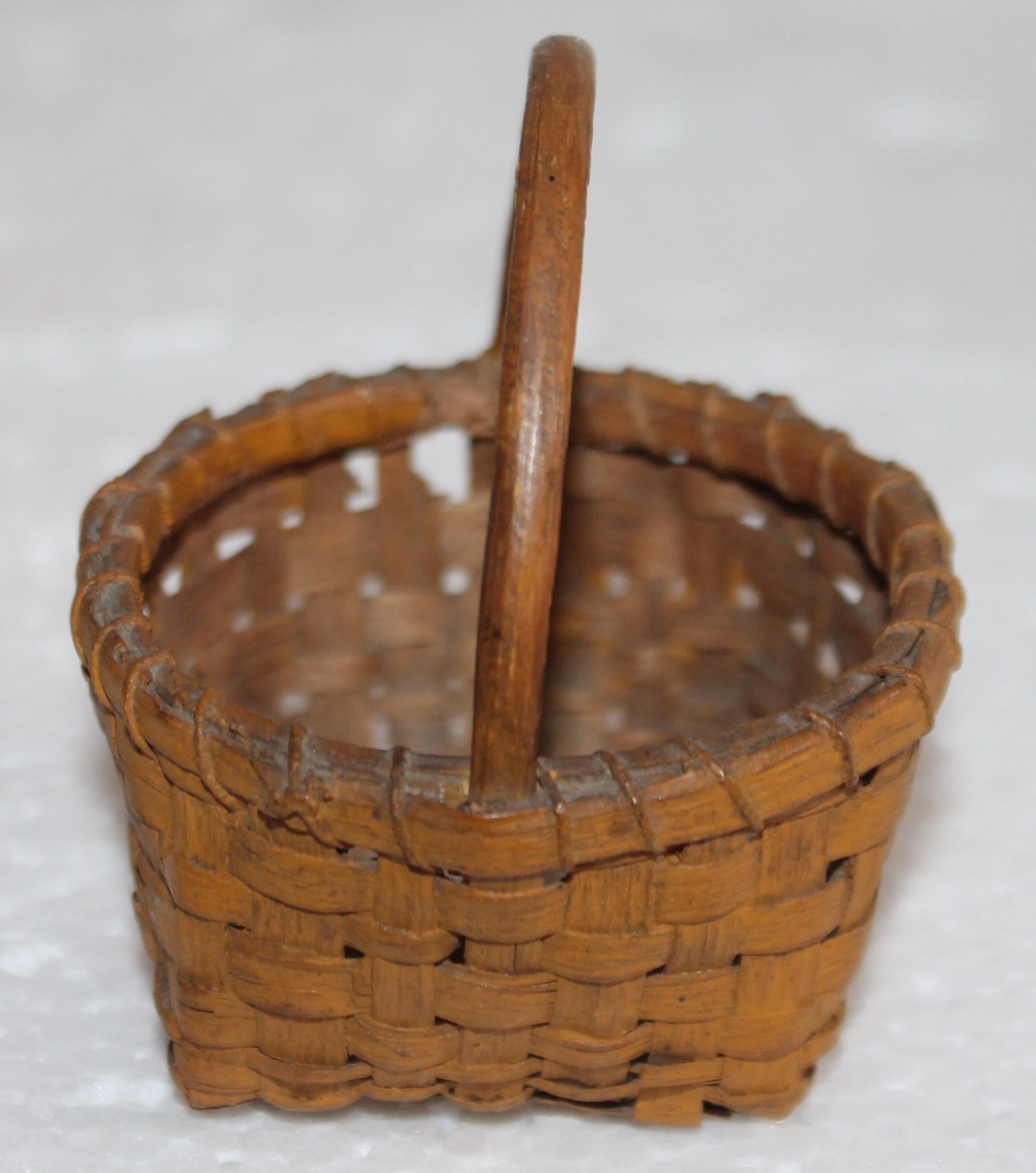 Country 19th Century Original Painted Miniature Basket For Sale