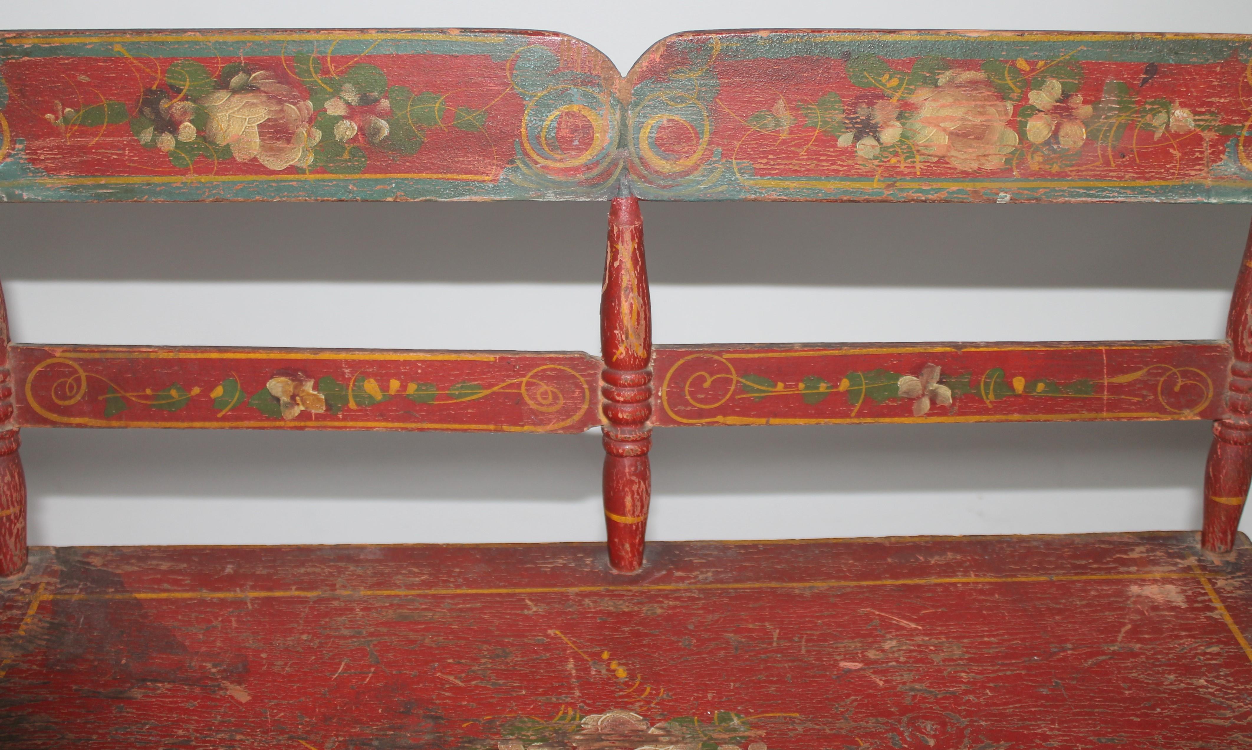 19thc Original Painted Miniature Settee From Pennsylvania For Sale 2