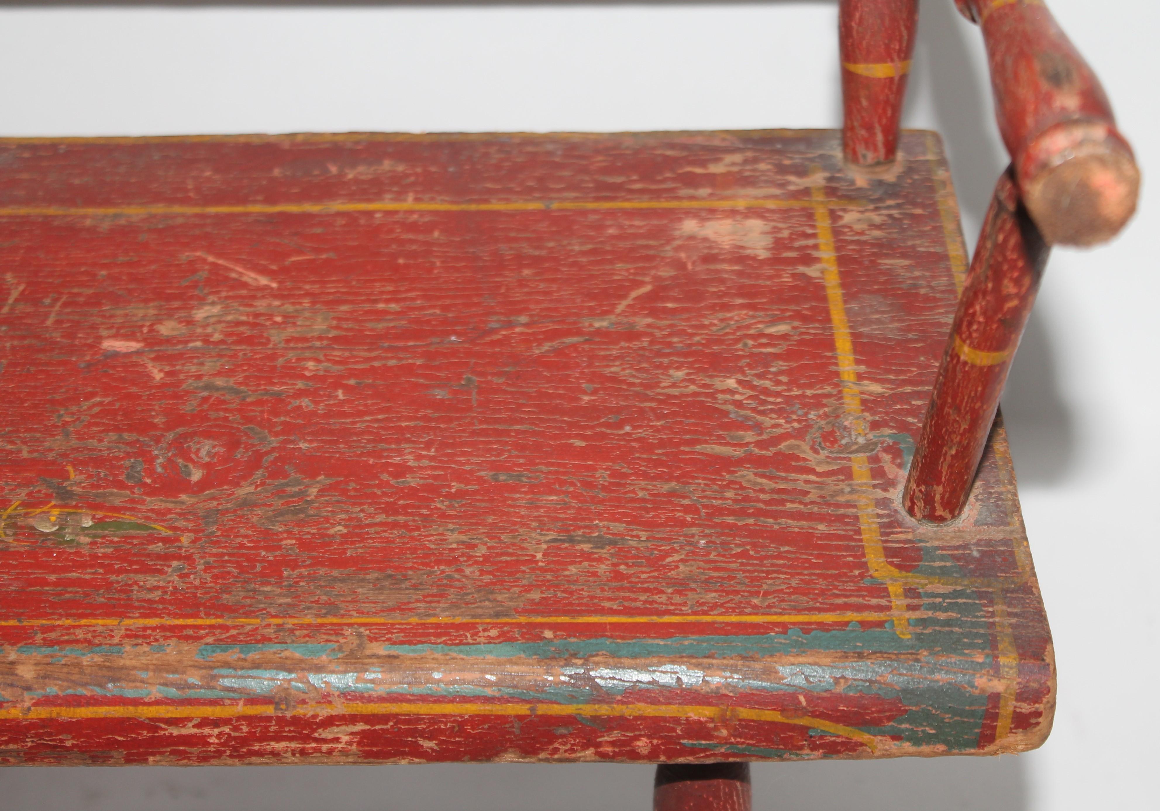 19thc Original Painted Miniature Settee From Pennsylvania For Sale 4