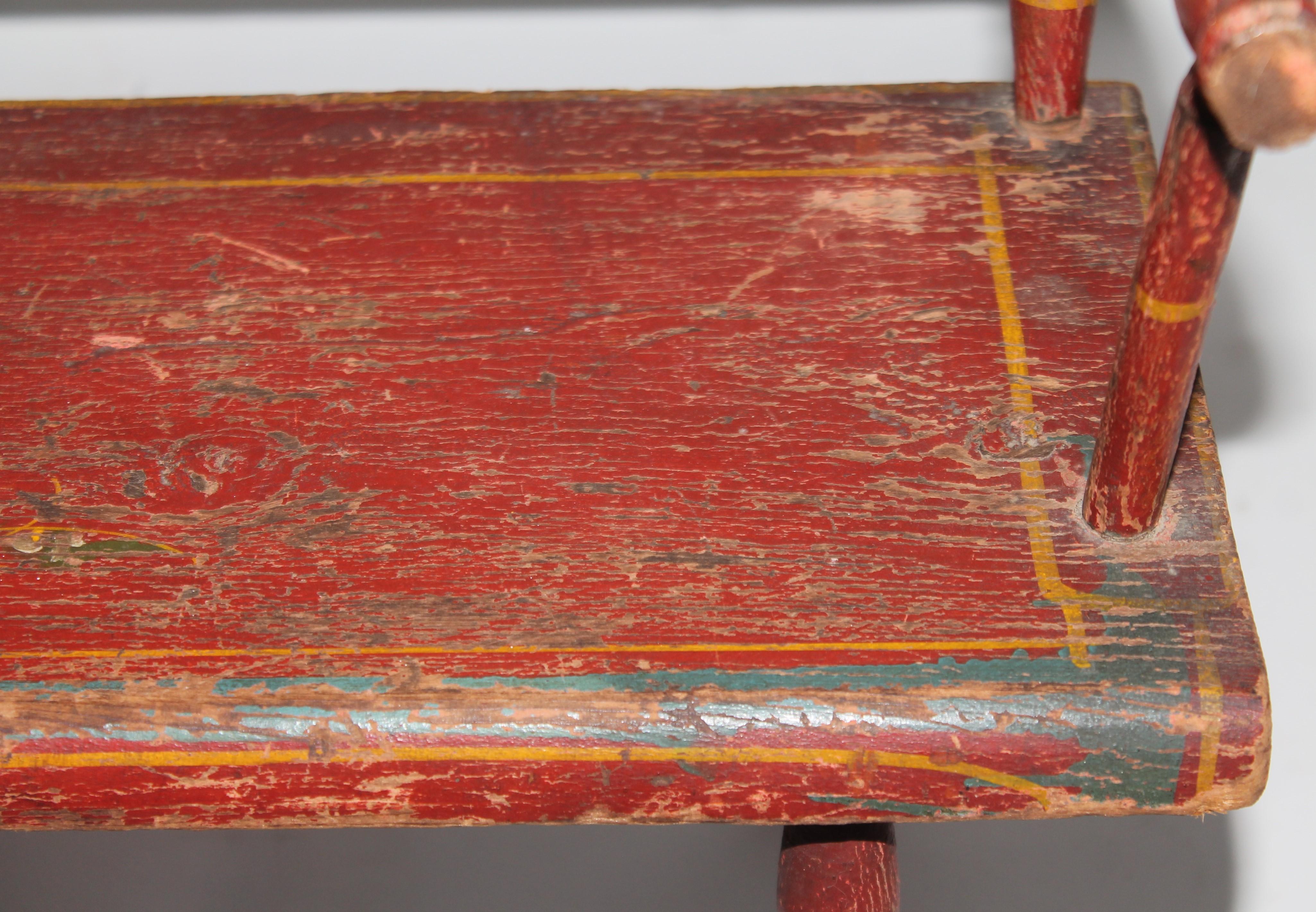 19th Century 19thc Original Painted Miniature Settee From Pennsylvania