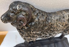 19th Century Original Painted Ram Cast Iron Door Stop