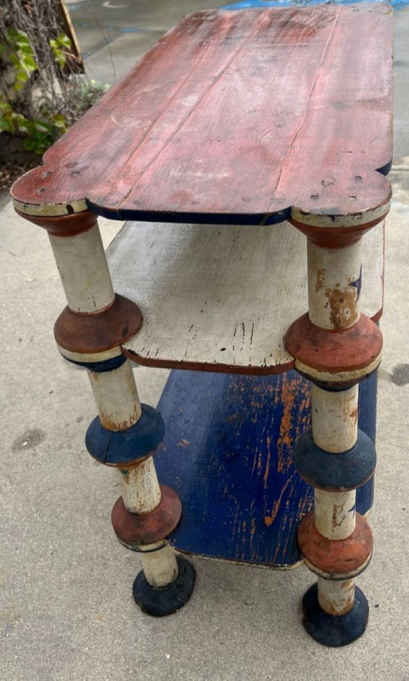 19thc original painted and decorated spool shelf. This amazing spool shelf is in really fantastic painted surface. Patriotic painted shelf with stars and painted surface. Amazing pieces of undisturbed surface !!!