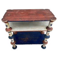 19thc Original Painted Red-White & Blue Spool Shelf