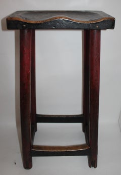 19th Century Original Painted Saddle Seat Bar Stool