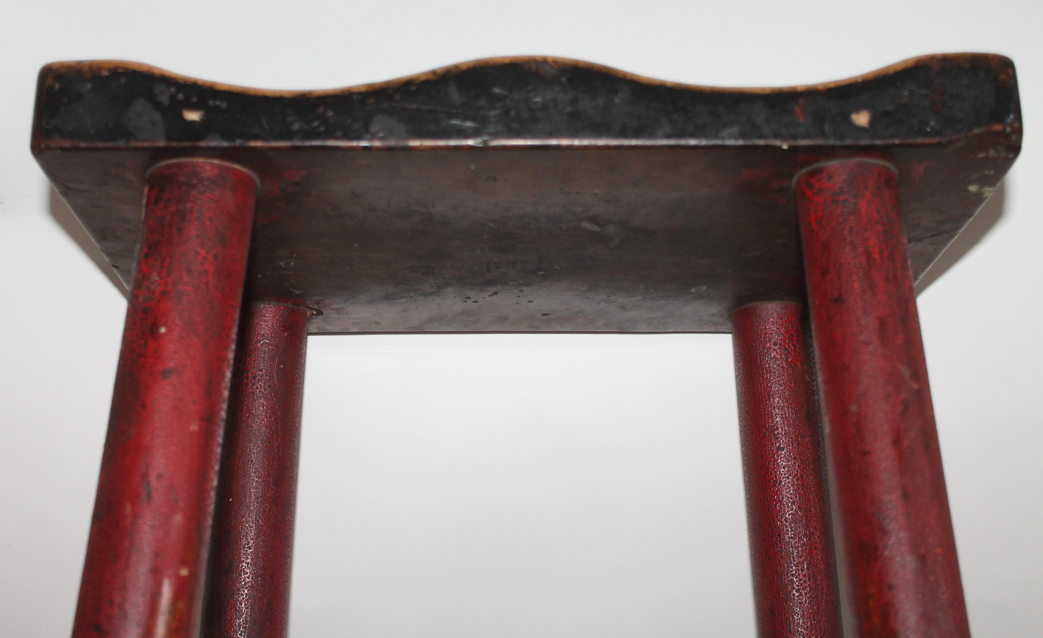 Adirondack 19th Century Original Painted Saddle Seat Bar Stool