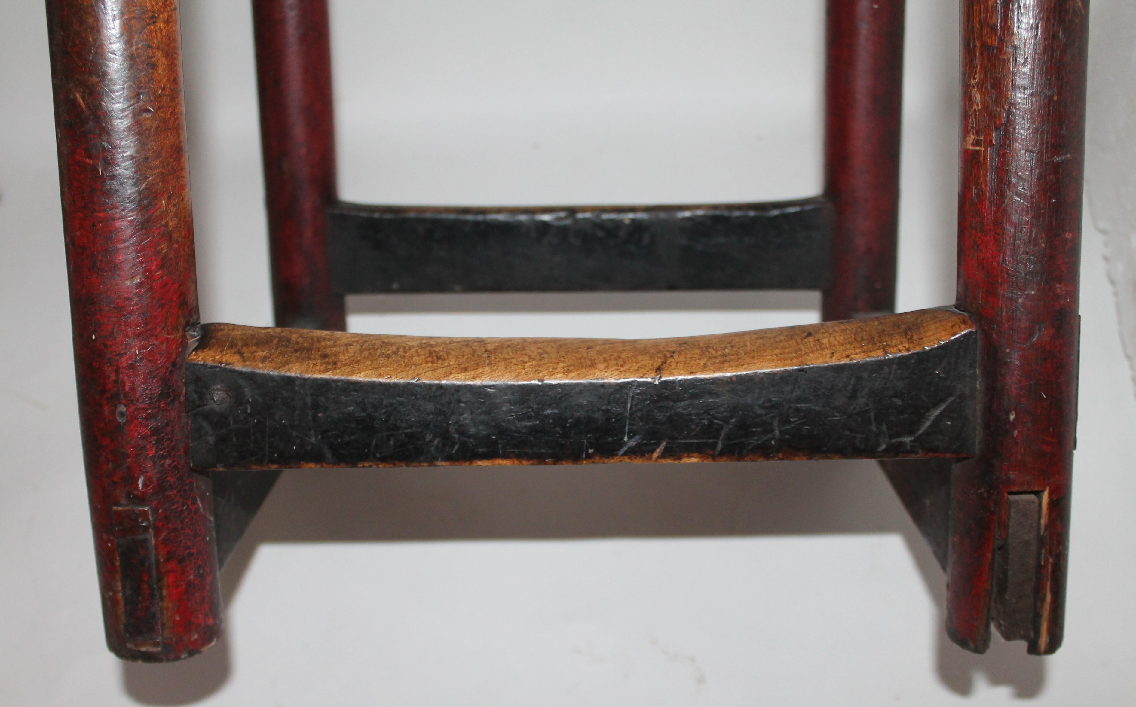 Hand-Crafted 19th Century Original Painted Saddle Seat Bar Stool