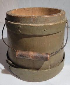 19Thc Original Painted Sage Green Sugar Bucket