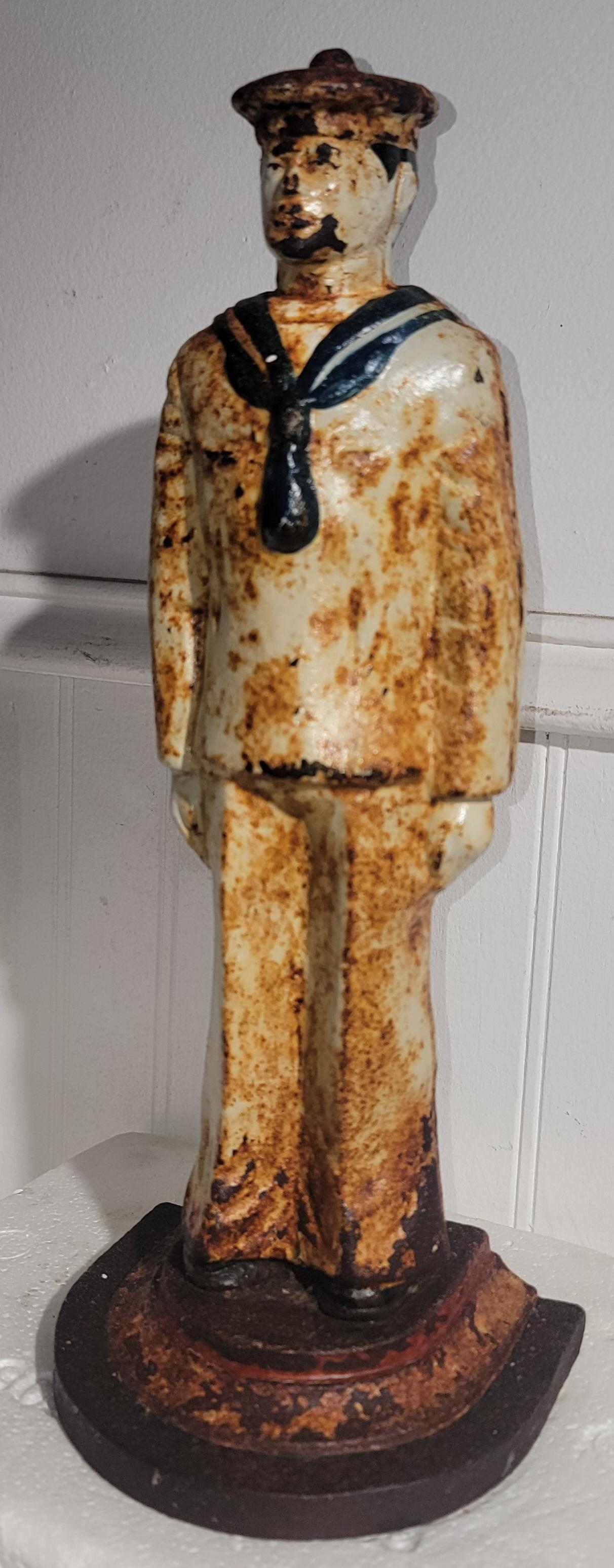19. Jahrhundert Original bemalt  Türstopper Seemann im Zustand „Gut“ im Angebot in Los Angeles, CA