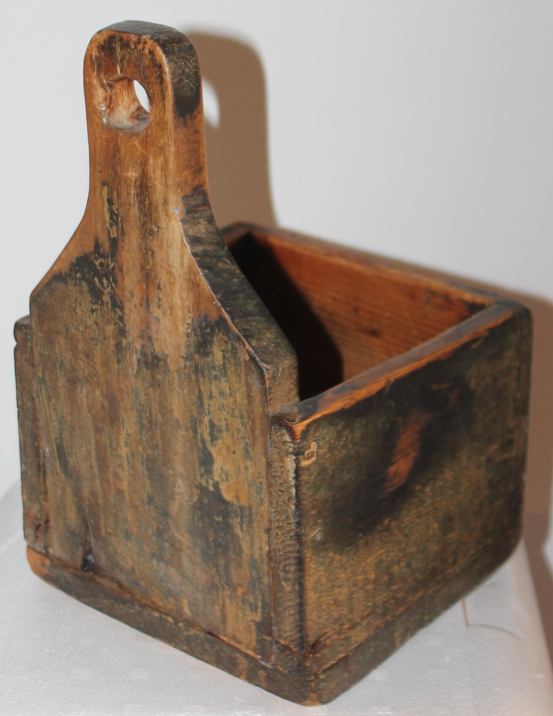 Adirondack 19thc Original Painted Salt Box from Vermont