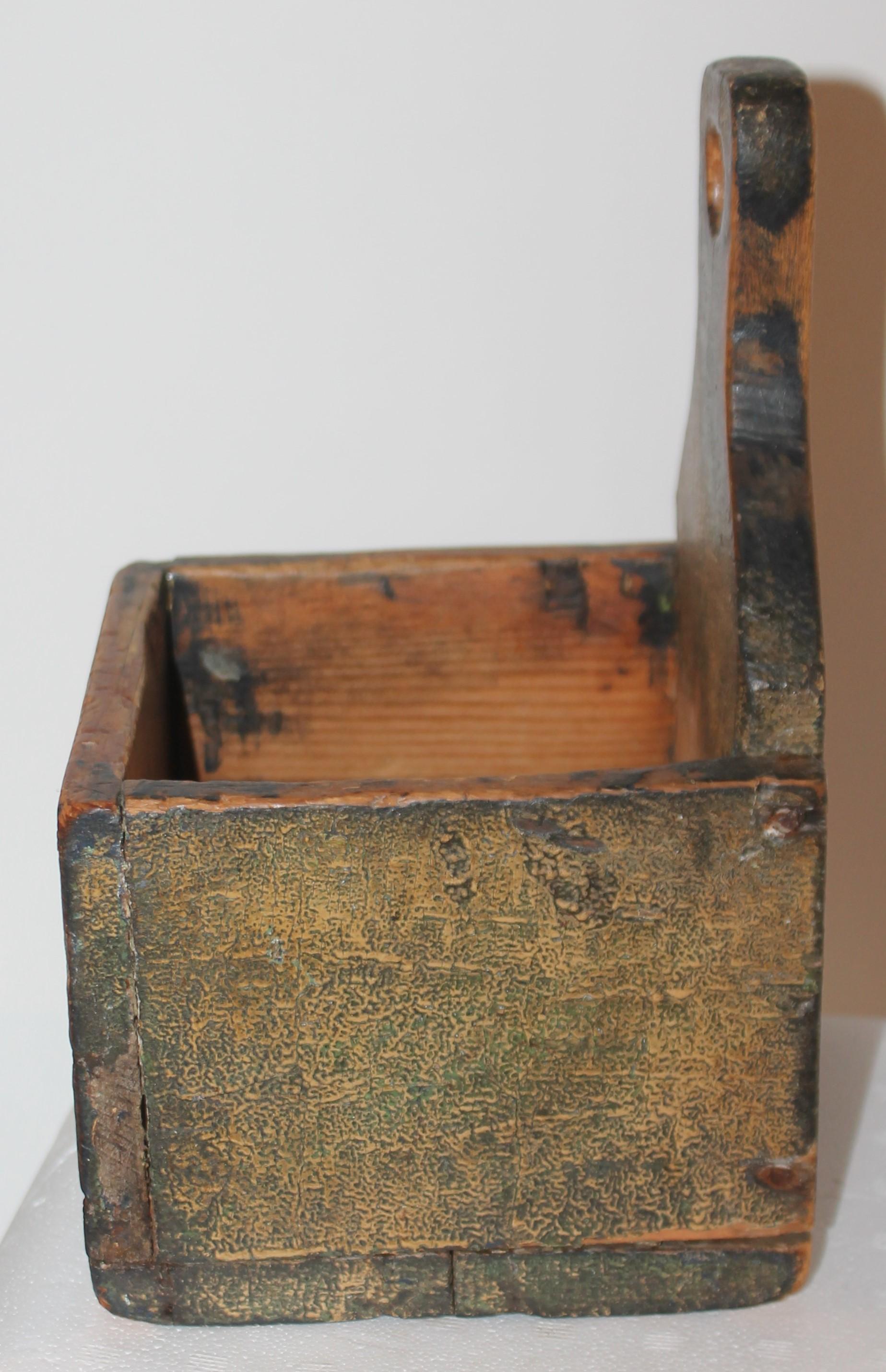 Hand-Carved 19thc Original Painted Salt Box from Vermont