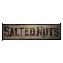 Antique 19Thc Original Painted "Salted Nuts " Trade Sign