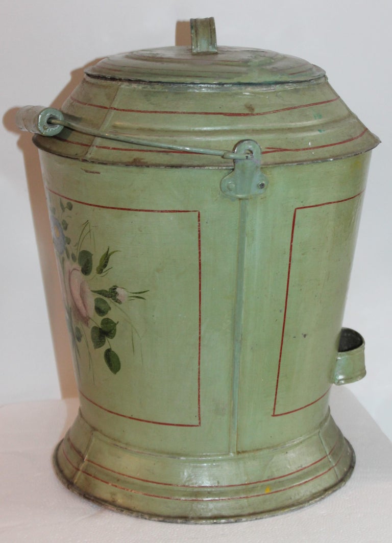 19th Century Original Painted Tin Coal Bucket For Sale at 1stdibs