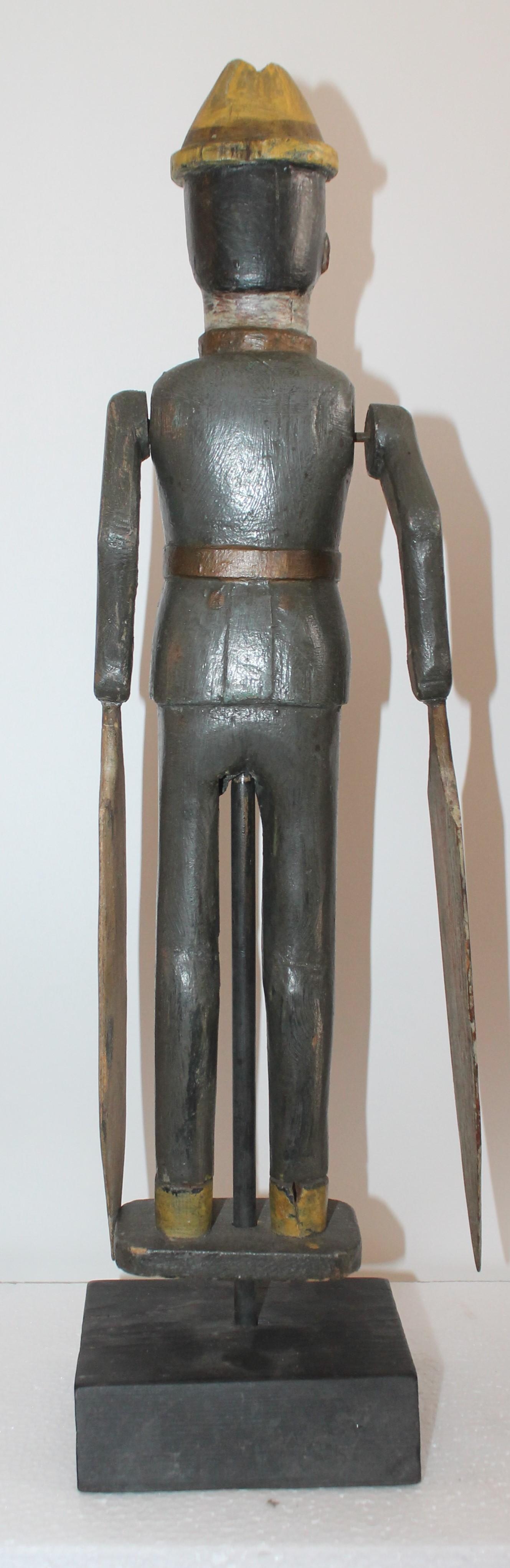 19th Century Original Painted Whirligig Soldier on Stand In Good Condition In Los Angeles, CA
