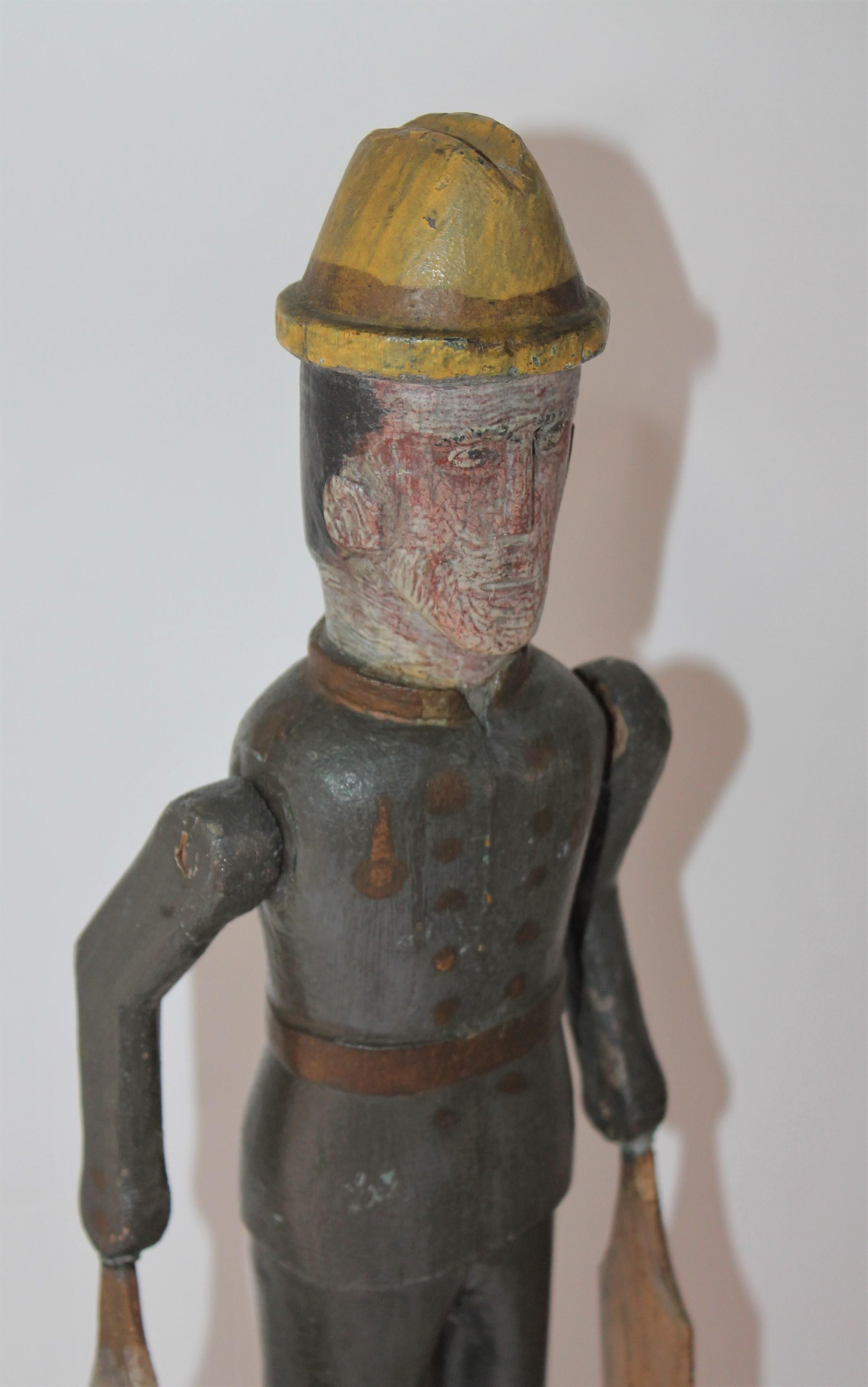 American 19th Century Original Painted Whirlygig Soldier on Stand