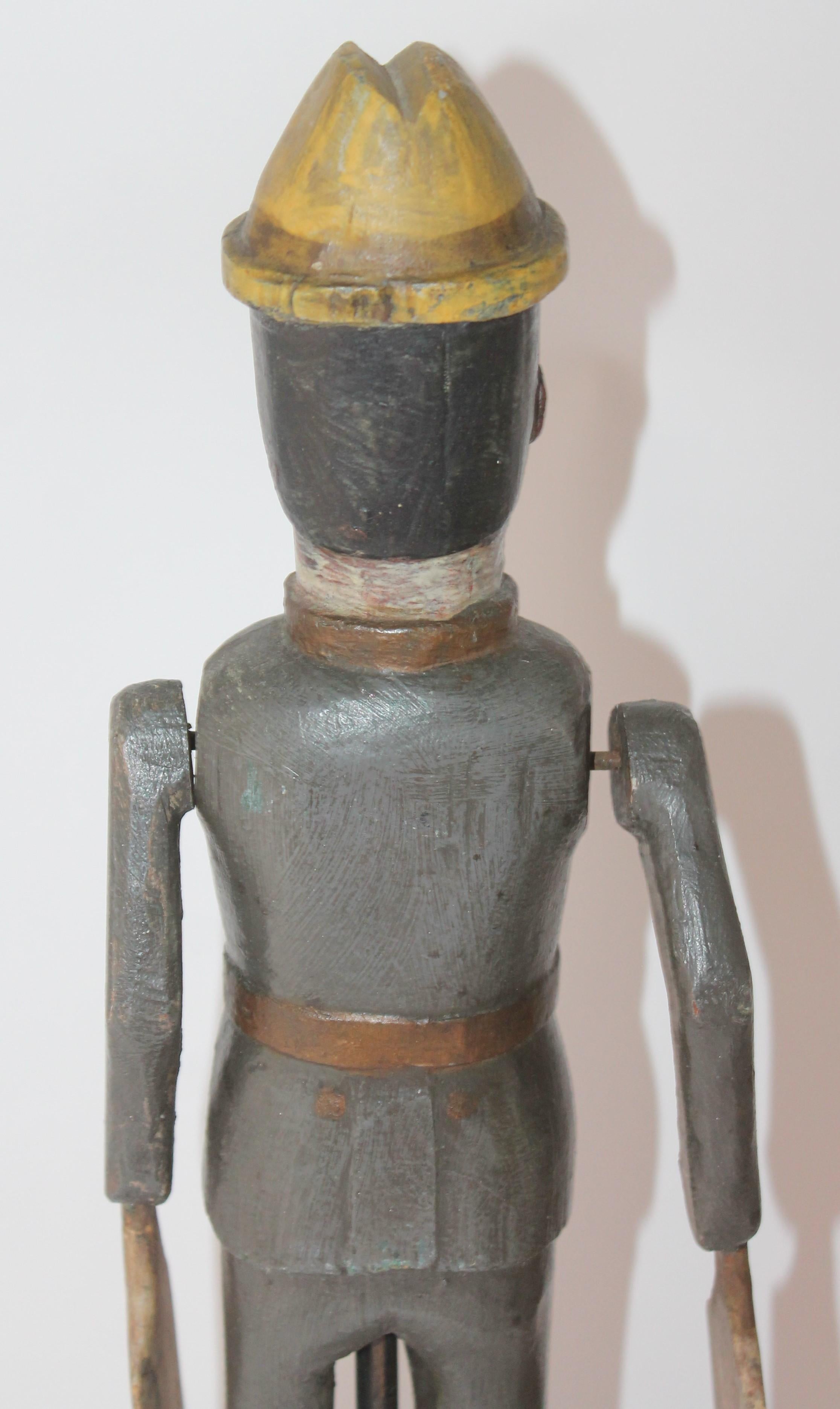 19th Century Original Painted Whirlygig Soldier on Stand In Good Condition In Los Angeles, CA