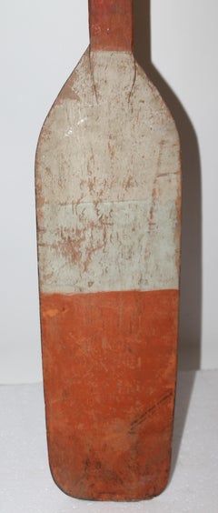 19thc Original Painted White & Orange Paddle