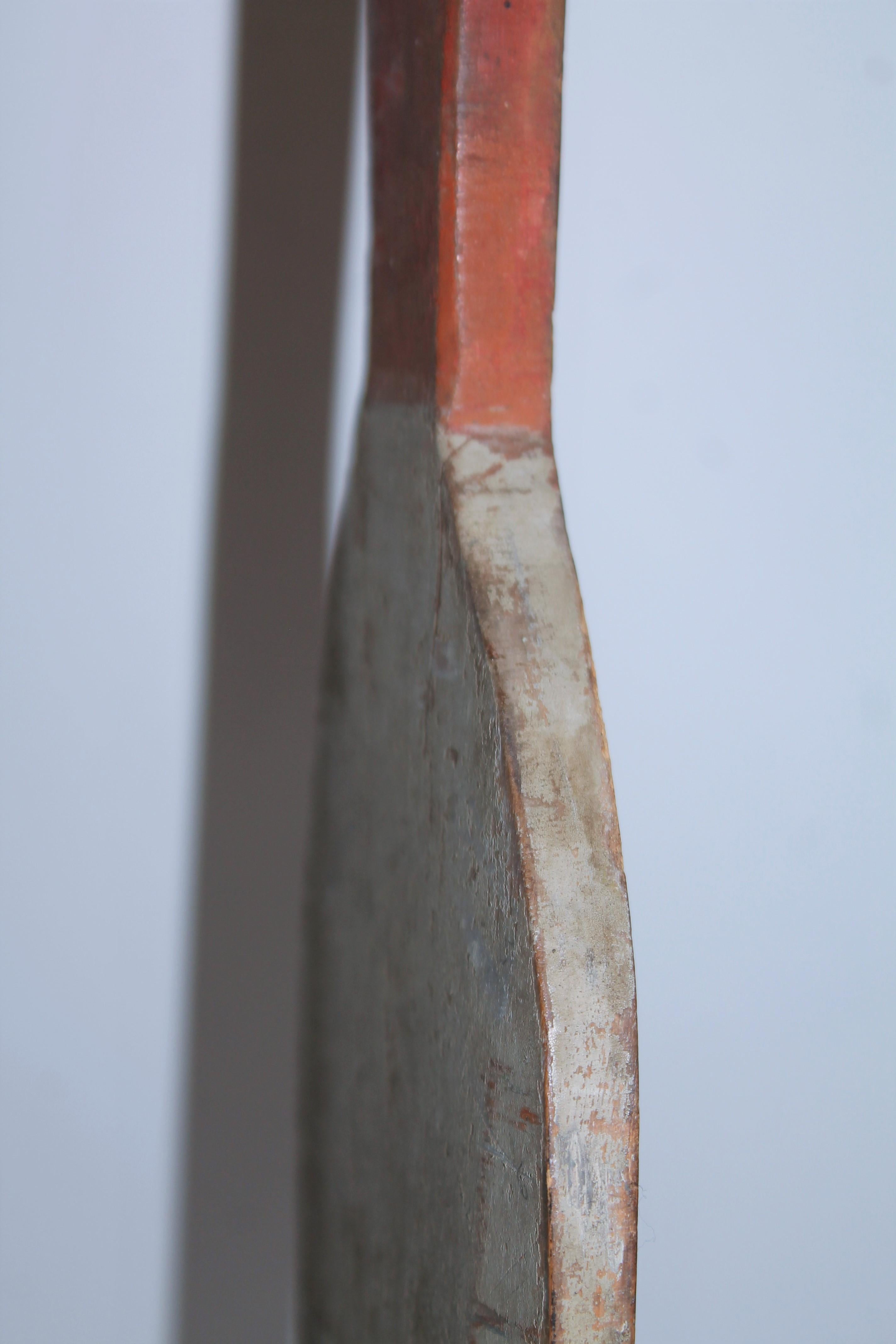 Adirondack 19thc Original Painted White & Orange Paddle For Sale