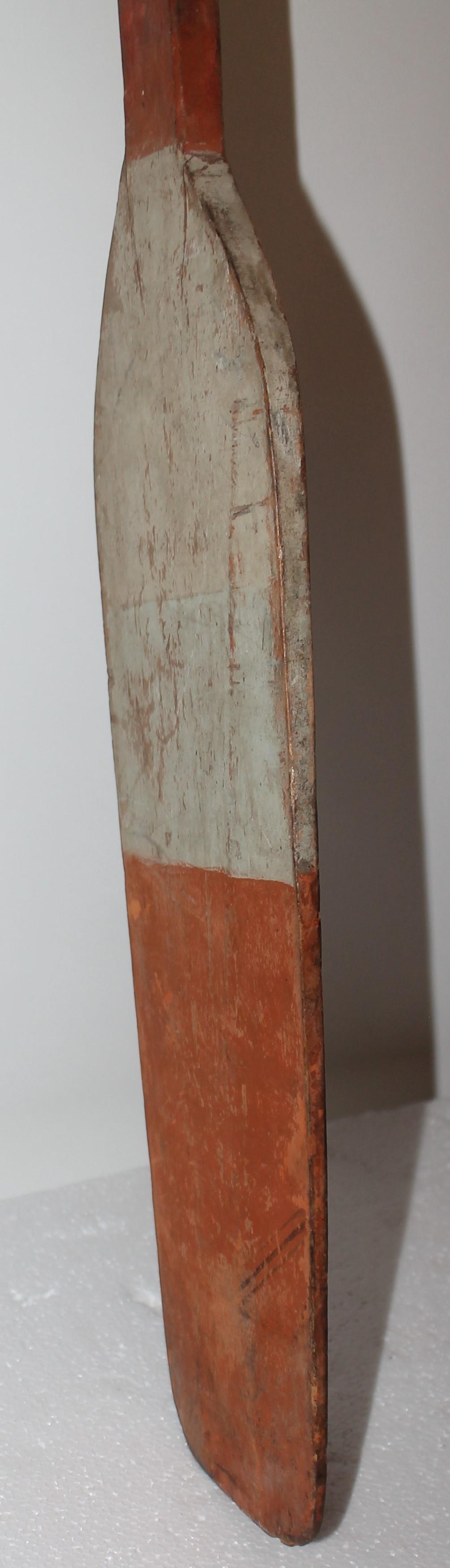 American 19thc Original Painted White & Orange Paddle For Sale