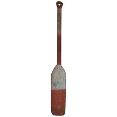 19thc Original Painted White & Orange Paddle