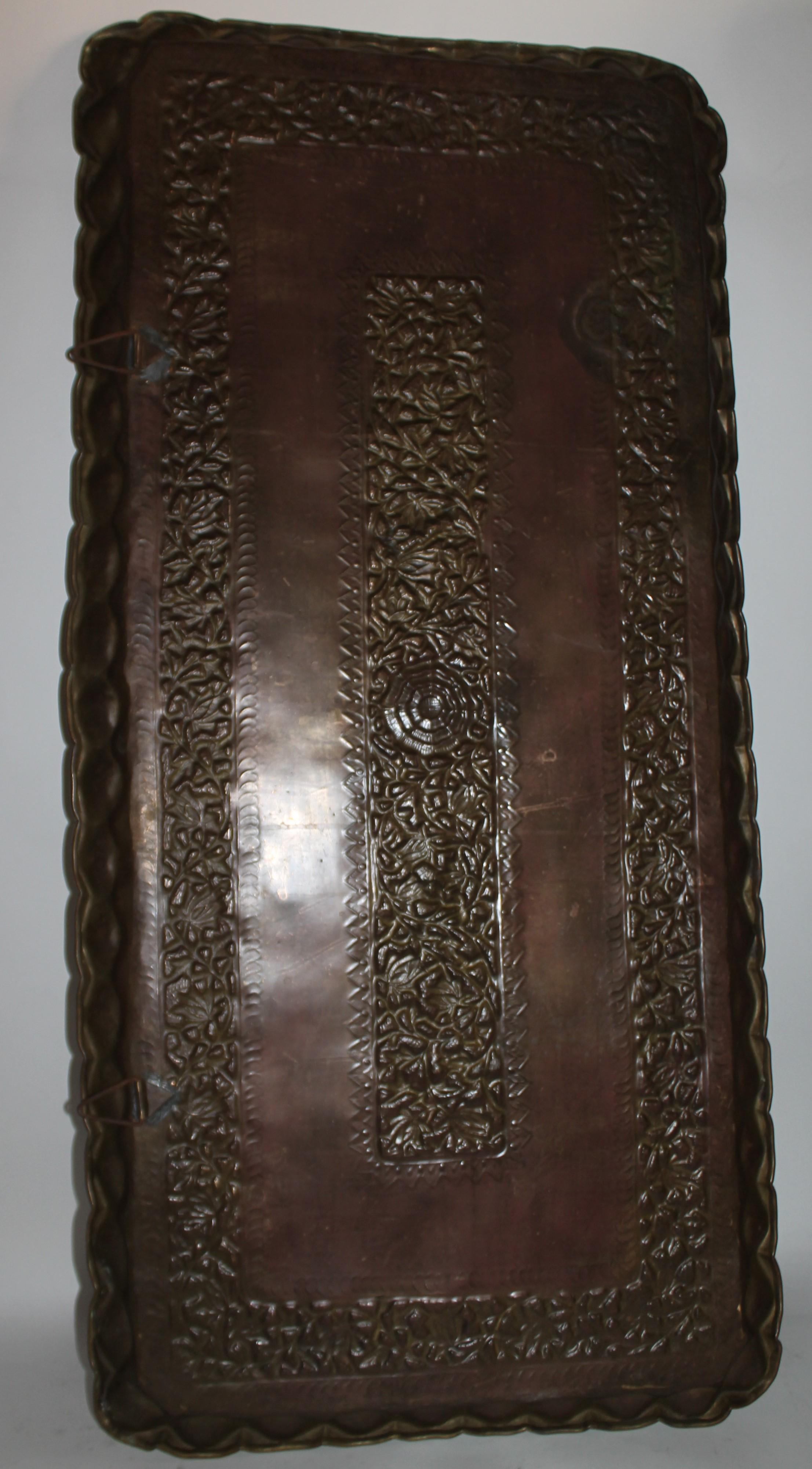 19thc Original Patinaed Brass Wall Tray 6