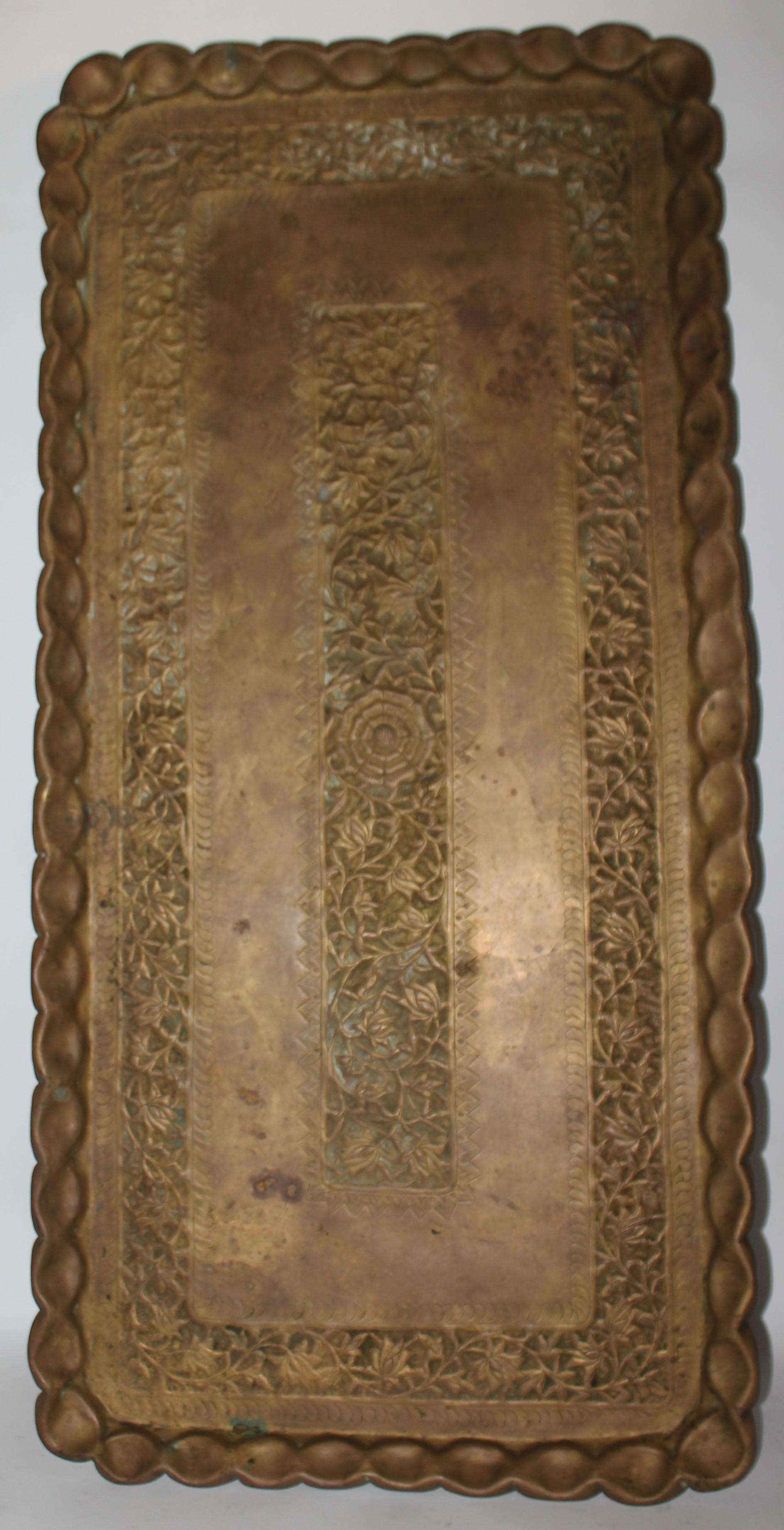 American 19thc Original Patinaed Brass Wall Tray