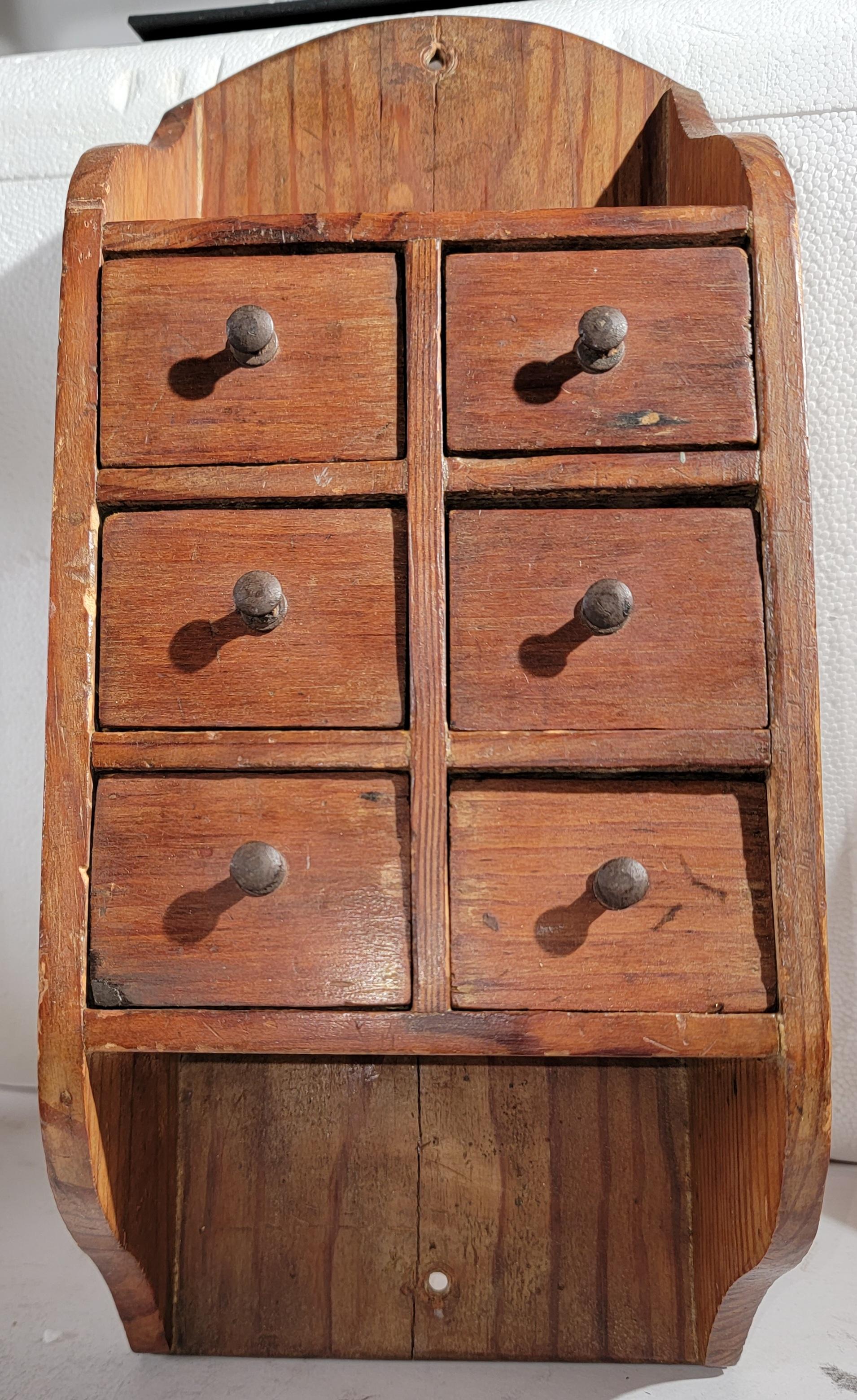Hand-Crafted 19th Century Original Pine Wall Spice Box