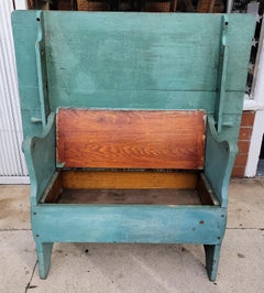 19Thc Original Powder Blue Hutch Table / Bench